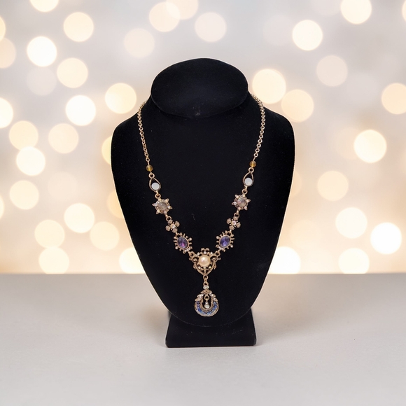 Jewelry - New Gold-tone Purple Accent Pendant Necklace - Unbranded
